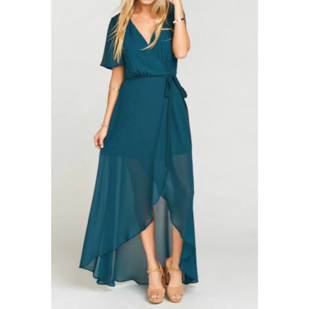 Show Me Your Mumu Flutter Wrap Maxi Dress Teal Womens Size XL